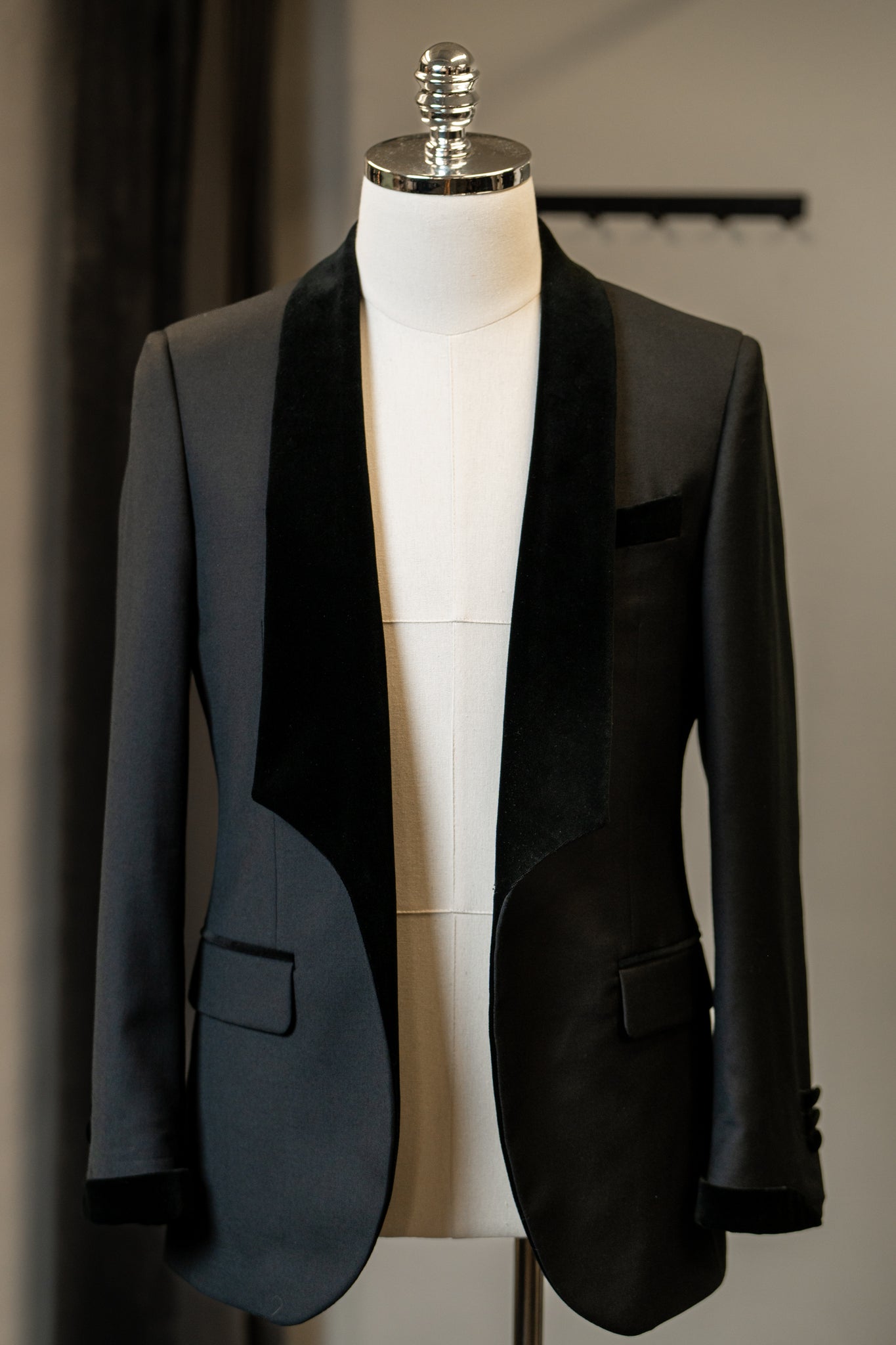 Black Velvet Shawl Lapel Jackets