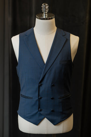 Navy Checkered With Notch Lapel Waistcoats