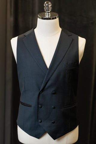 Navy Houndstooth With Notch Lapel Waistcoats