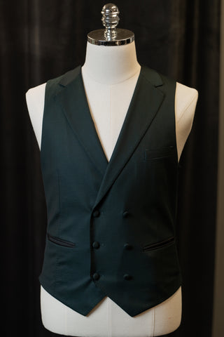 Dark Green Waistcoats With Black Notch Lapel