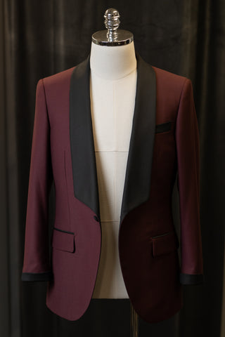 Burgundy Jackets With Black Shawl Lapels