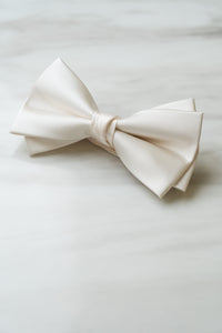 B110WT White Satin Bow Tie