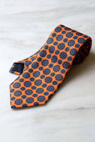 AT081OR Orange Floral Tie