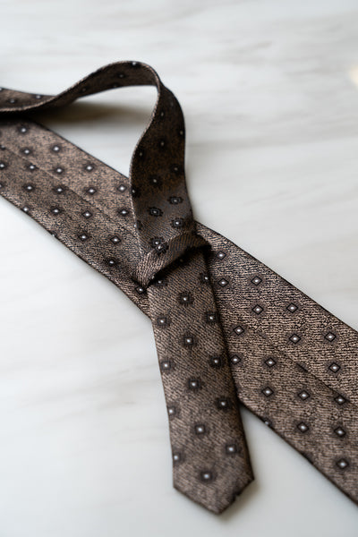 AT086BN Light Brown Floral Tie